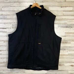 Brahma Vest Men 2XL Black Canvas Quilted Lined Full Zip Workwear Utility Jacket